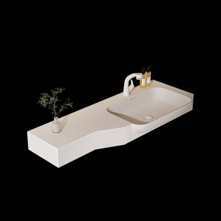 Corian One-Piece Countertop Sink | 033 Seamless Design | Customizable Colors & Dimensions | Premium Durability
