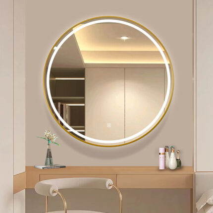 Luxury Gold frame Mirror with LED lights for Bathroom